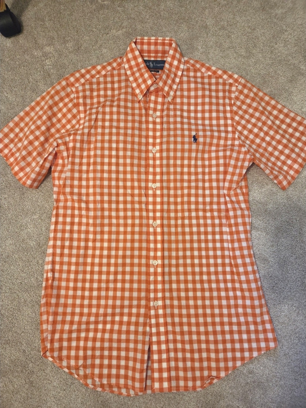 Ralph Lauren Orange and White Gingham Button-Down Shirt